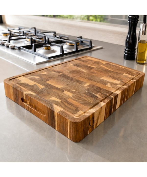 Ξύλο Κοπής End Grain από Ακακία με Αυλάκι 40x30x5 εκ.